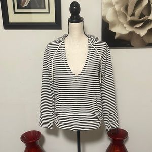 Striped V-Neck Hoodie